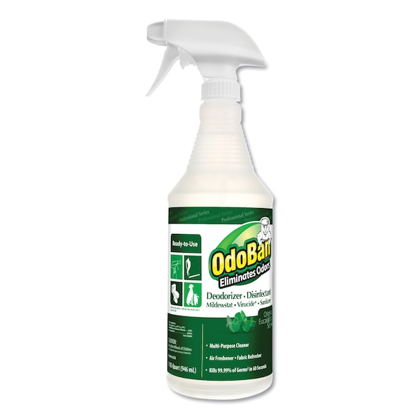 RTU Odor Eliminator/Disinfectant, Eucalyptus, 32 oz. Spray Bottle, PK12